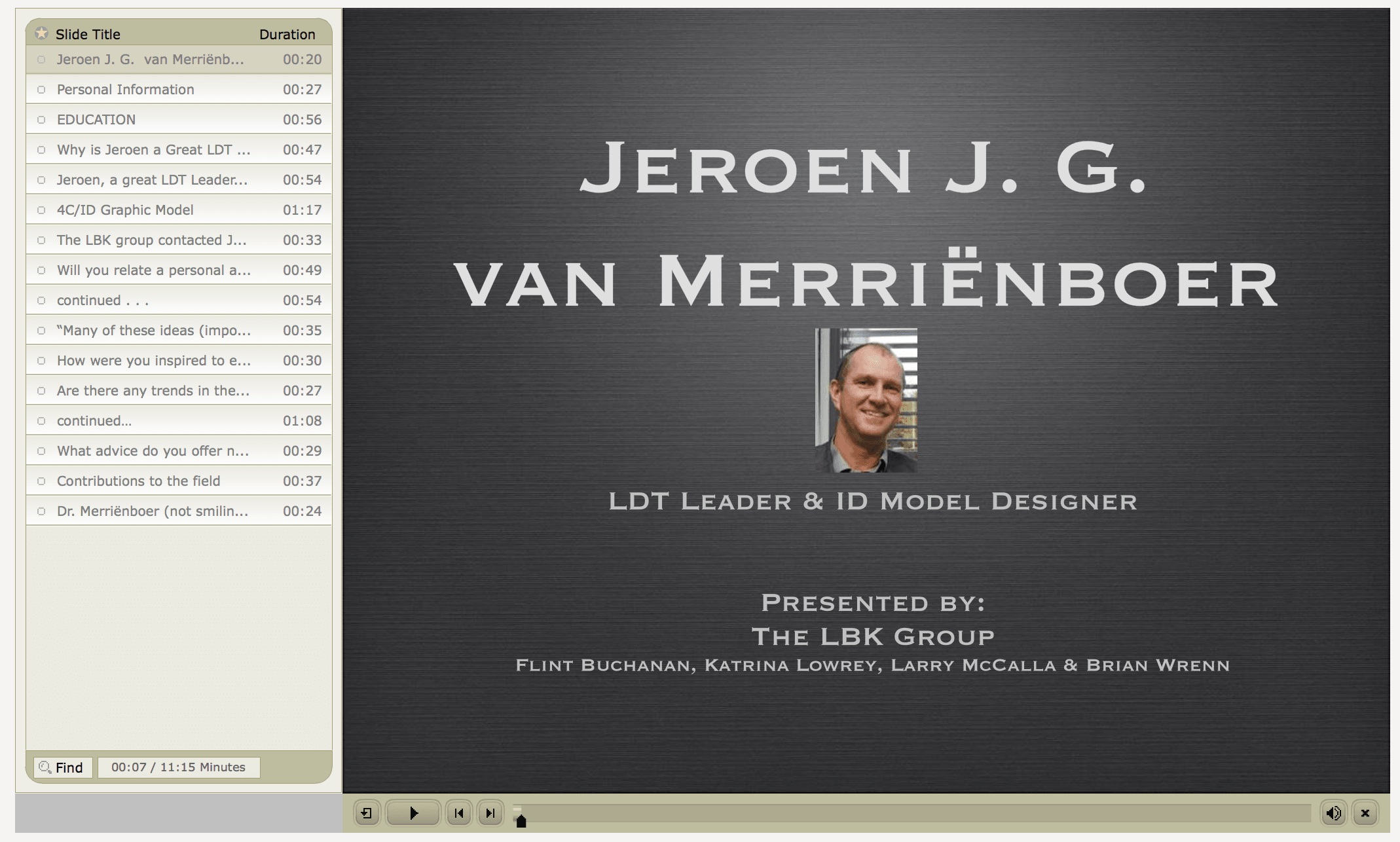 thumbnail representation of project